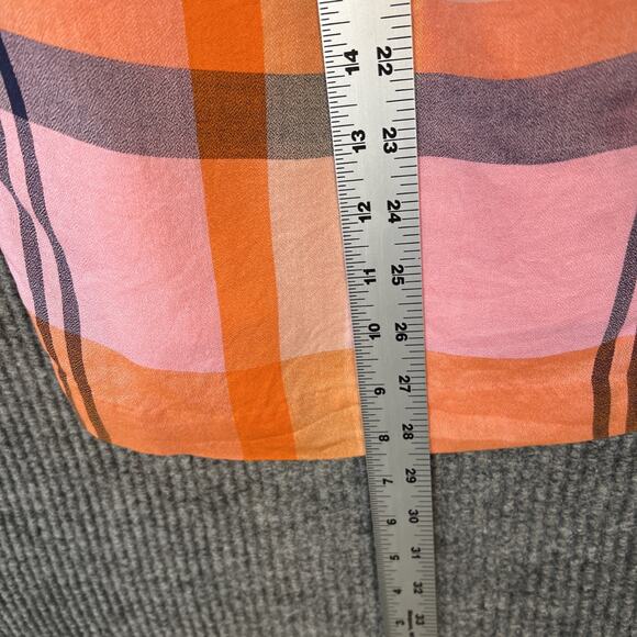Ann Taylor Womens Orange Pink Twisted Plaid Pencil Skirt Size 12P Office Career - Picture 8 of 10